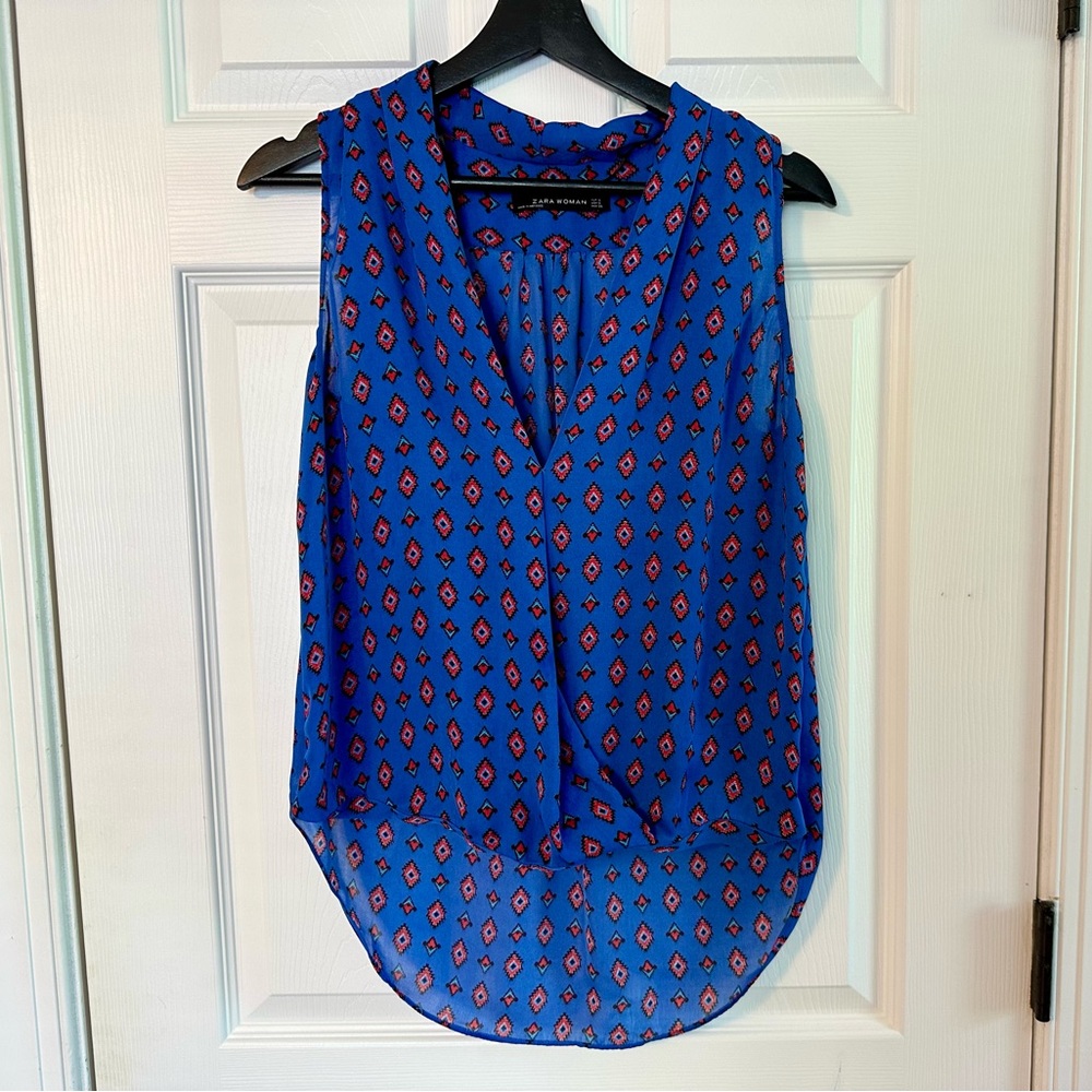 Zara Geometric Sleeveless Blouse